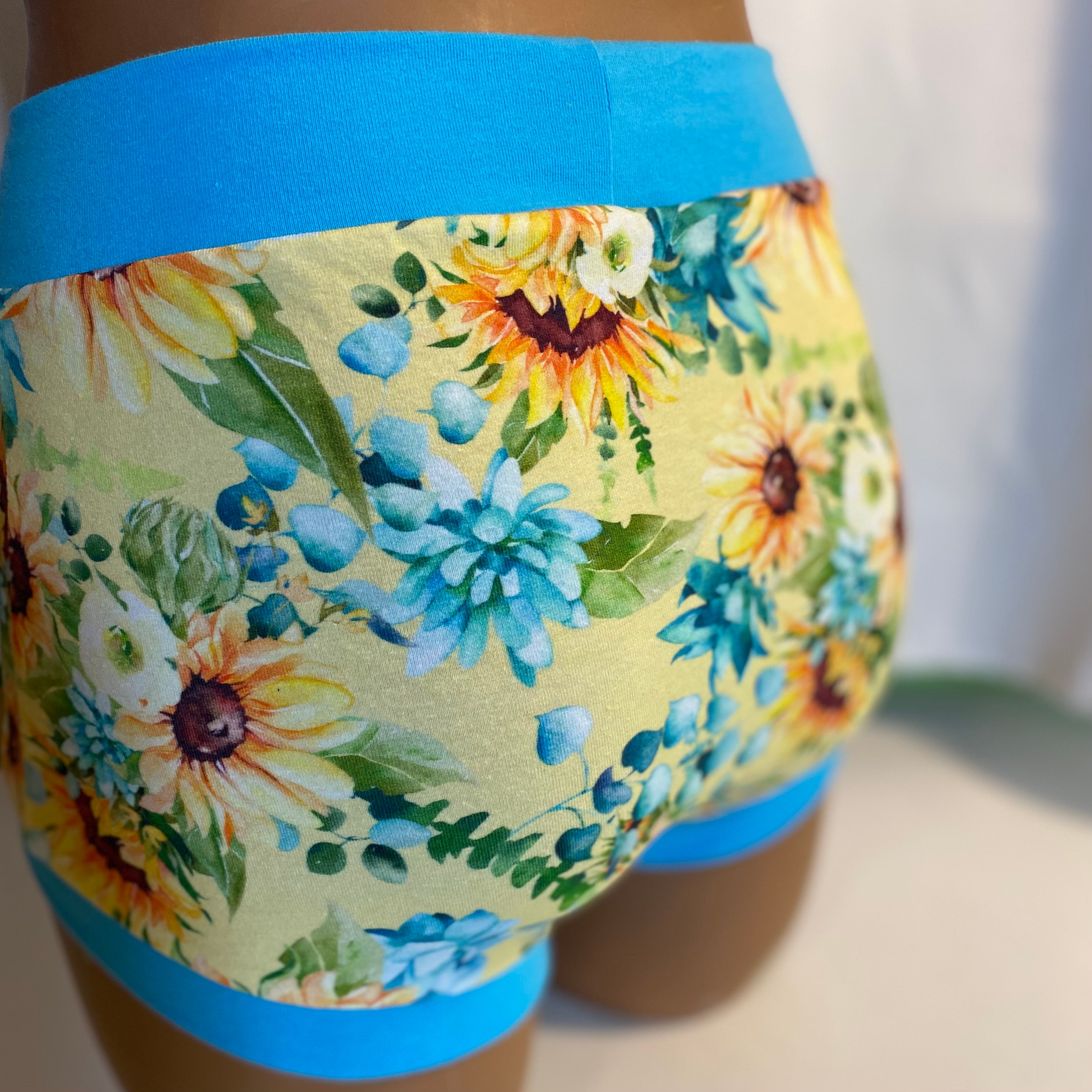 Tuck Buddies 2.0 ADULT - Transfemme / AMAB boyshort style tucking underwear.  1 pair of Tuck Buddies - sunflowers & succulents