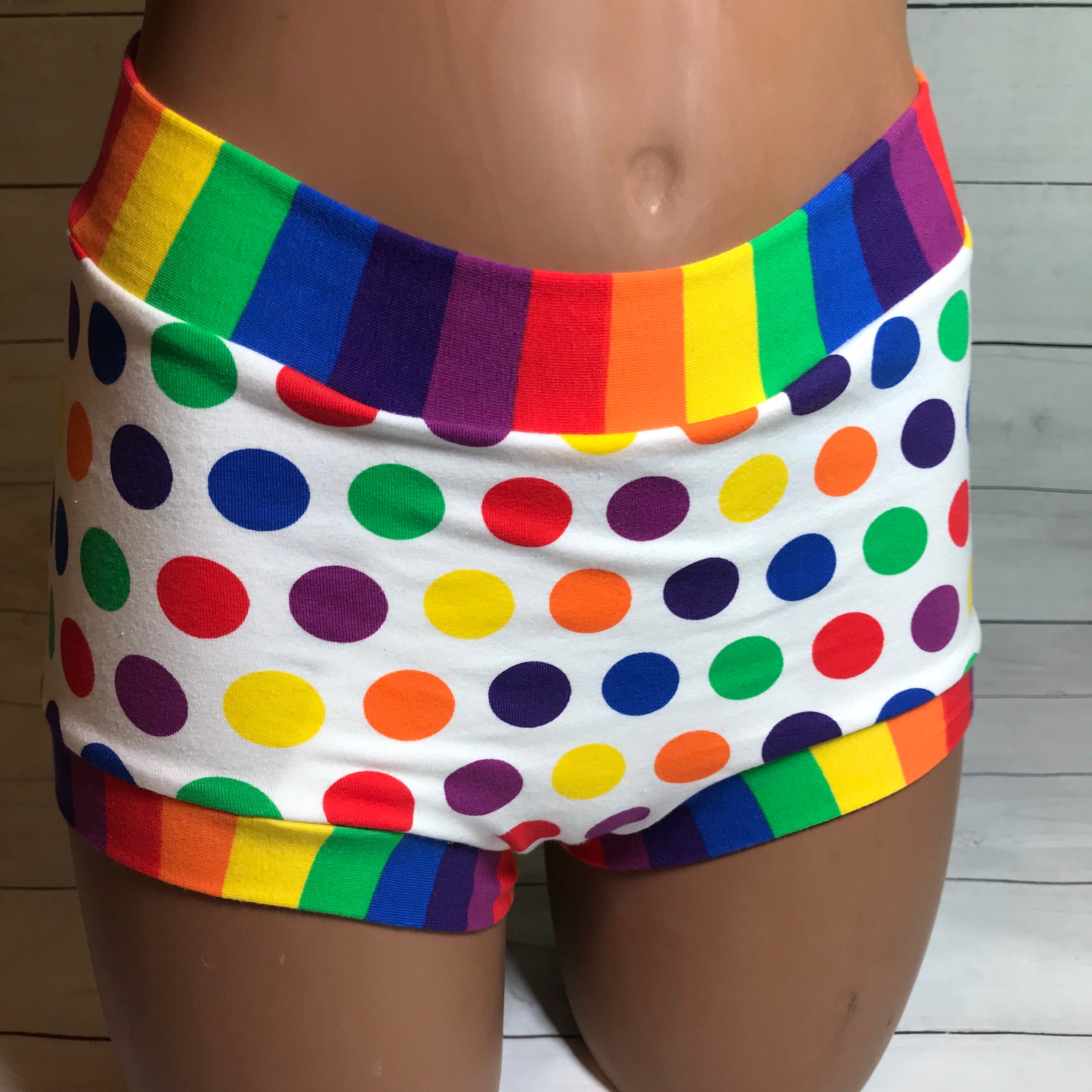 Tuck Buddies 2.0 ADULT - Transfemme / AMAB boyshort style tucking underwear.  1 pair of Tuck Buddies - Rainbow Dots Pride