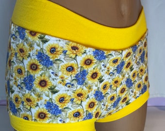 Tuck Buddies 2.0 ADULT - Trans femme / AMAB boyshort style tucking underwear. 1 pair of Tuck Buddies - Sunflowers & hydrangeas