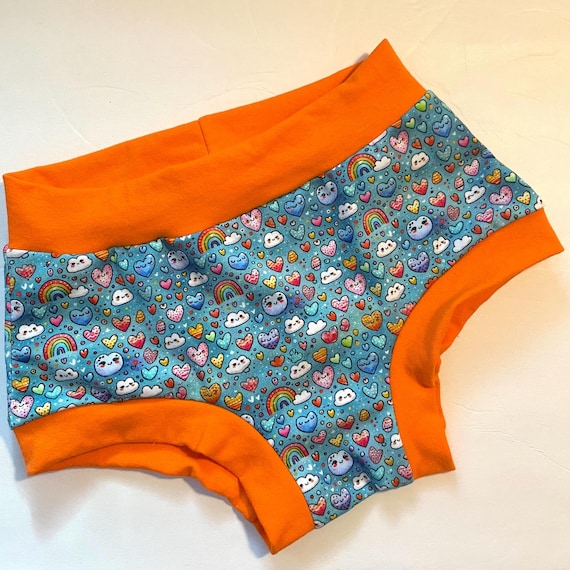 Tuck Buddies 2.0 KIDDOS - boyshort style tucking underwear for transgender kids - hearts & rainbow smiles