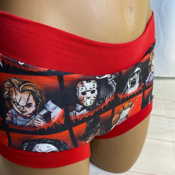 AMAB Tuck Buddies 2.0 Adult - boy short underwear with organic cotton fleece lining - - horror movie Halloween print