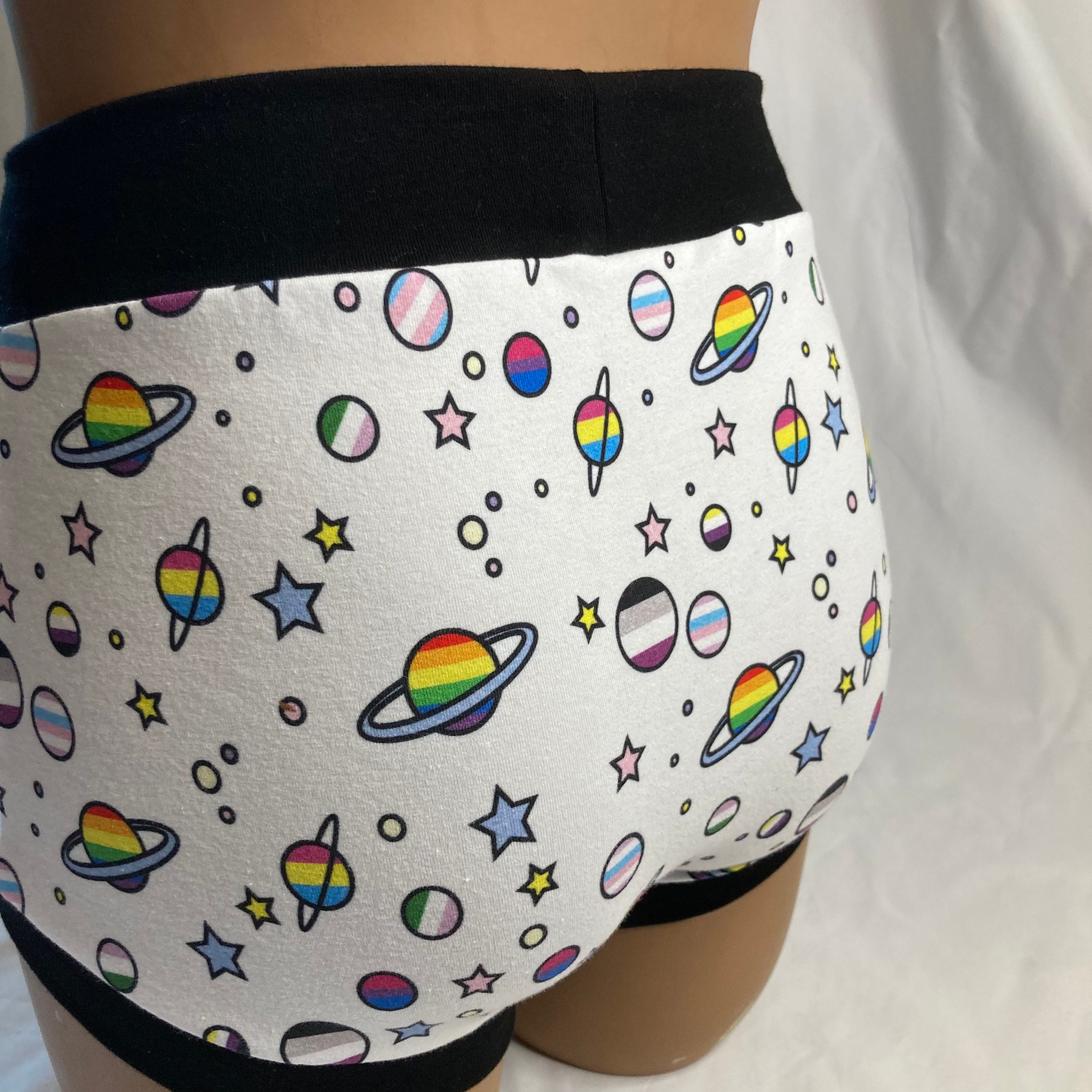 Teen Blue Pink White Pride Daisies Tuck Buddy Boyshorts Underwear