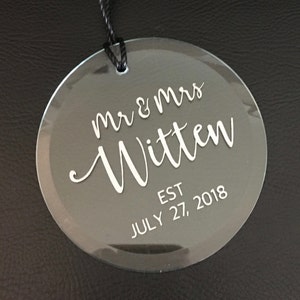 Personalized Marriage Ornament - Round Etched Glass