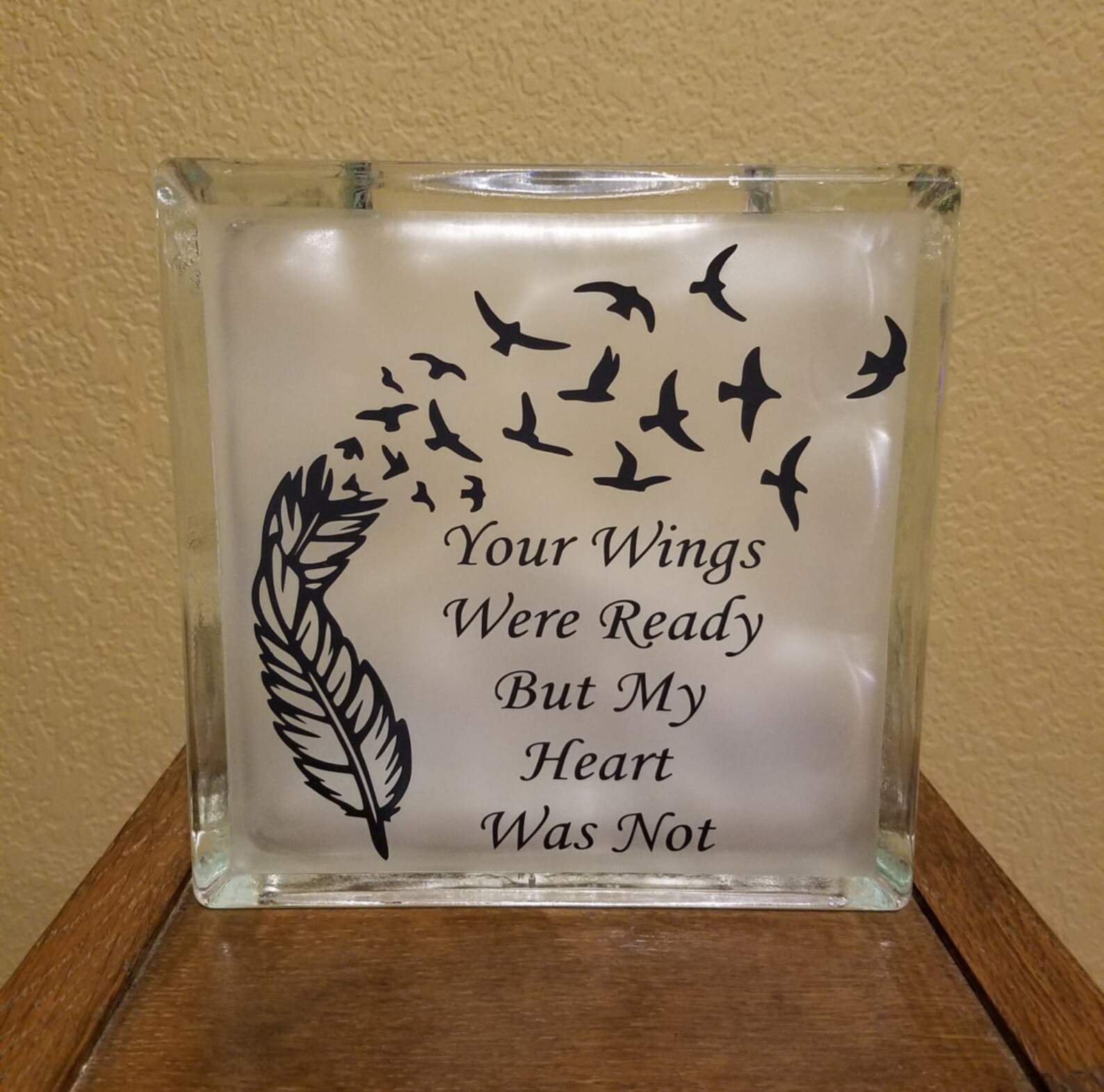 Memorial Glass Block Clear or Frosted Your Wings Were Ready Etsy UK