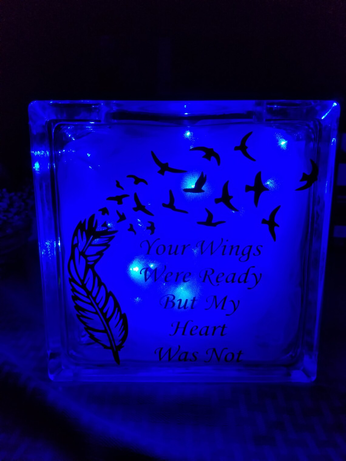Memorial Glass Block Clear or Frosted Your Wings Were Ready Etsy