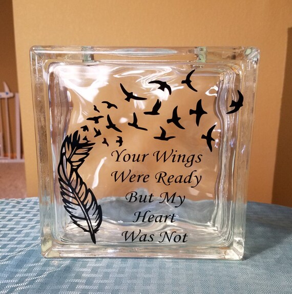 Memorial Glass Block Clear Or Frosted Your Wings Were Ready Etsy