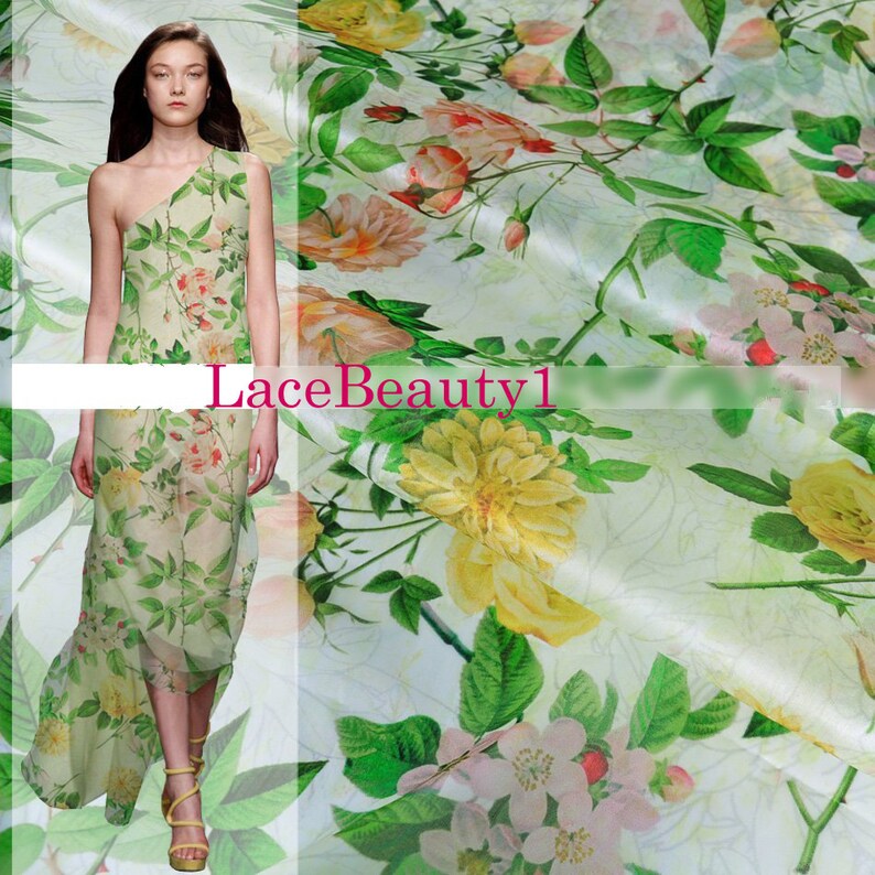 Colorful Silk organza with printing flowers venice organza ...