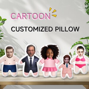 Personalized Big Head Photo Pillow Cover, Cartoon Image Pillow, Ugly Funny, Couple, Birthday, Wedding Gifts