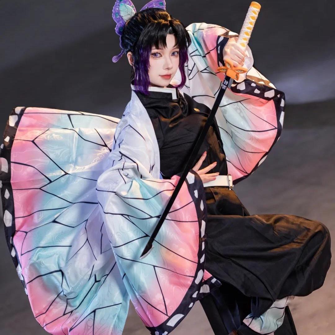 Shinobu Kocho Cosplay Costume ,insect Hashira Outfit,shinobu Haori ...