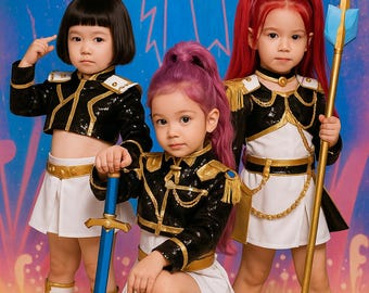 Zoey Mira Kids cosplay costume,Rumi black and gold cosplay costume, Girl group cosplay, Zoey Mira cosplay,KPop cos