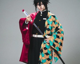 Giyu Tomioka Cosplay Costume ,Water Hashira cosplay,Giyu haori,cosplay costume, full cosplay set, anime suits,2D fashion cosplay
