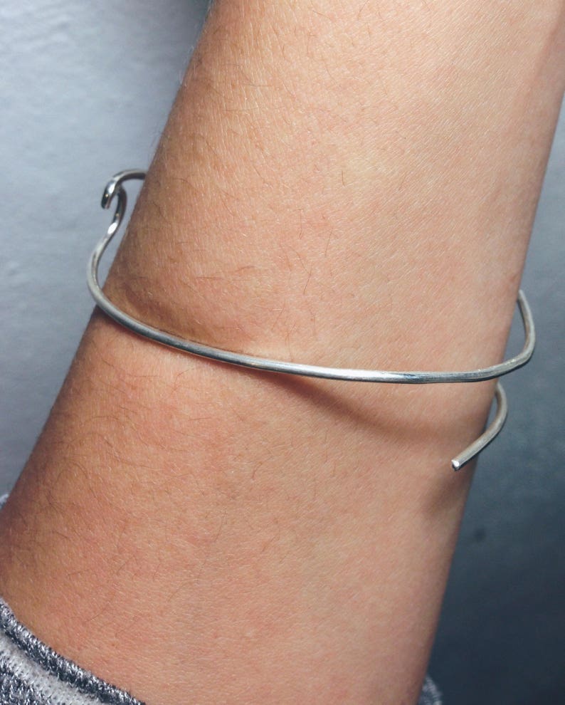 wave bracelet adjustable bracelet wave bangle surfer bracelet Handmade Sterling silver Wave bracelet