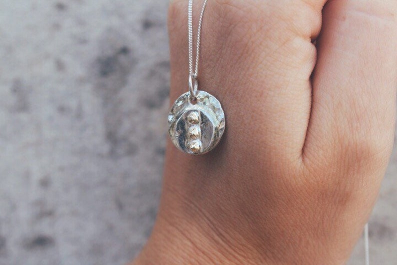 Silver gold necklace,gold dot pendant,gold pieces necklace,mixed silver and gold,Unique necklace