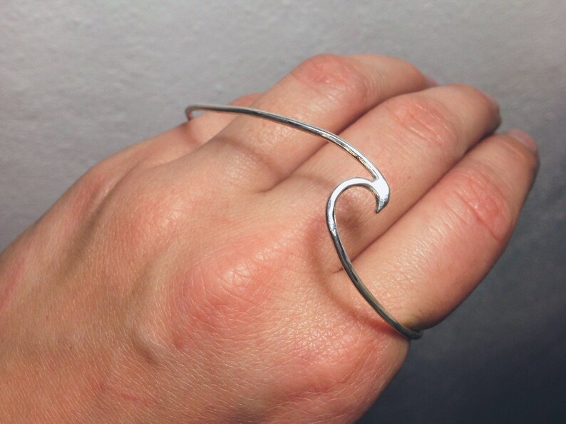 wave bracelet adjustable bracelet wave bangle surfer bracelet Handmade Sterling silver Wave bracelet