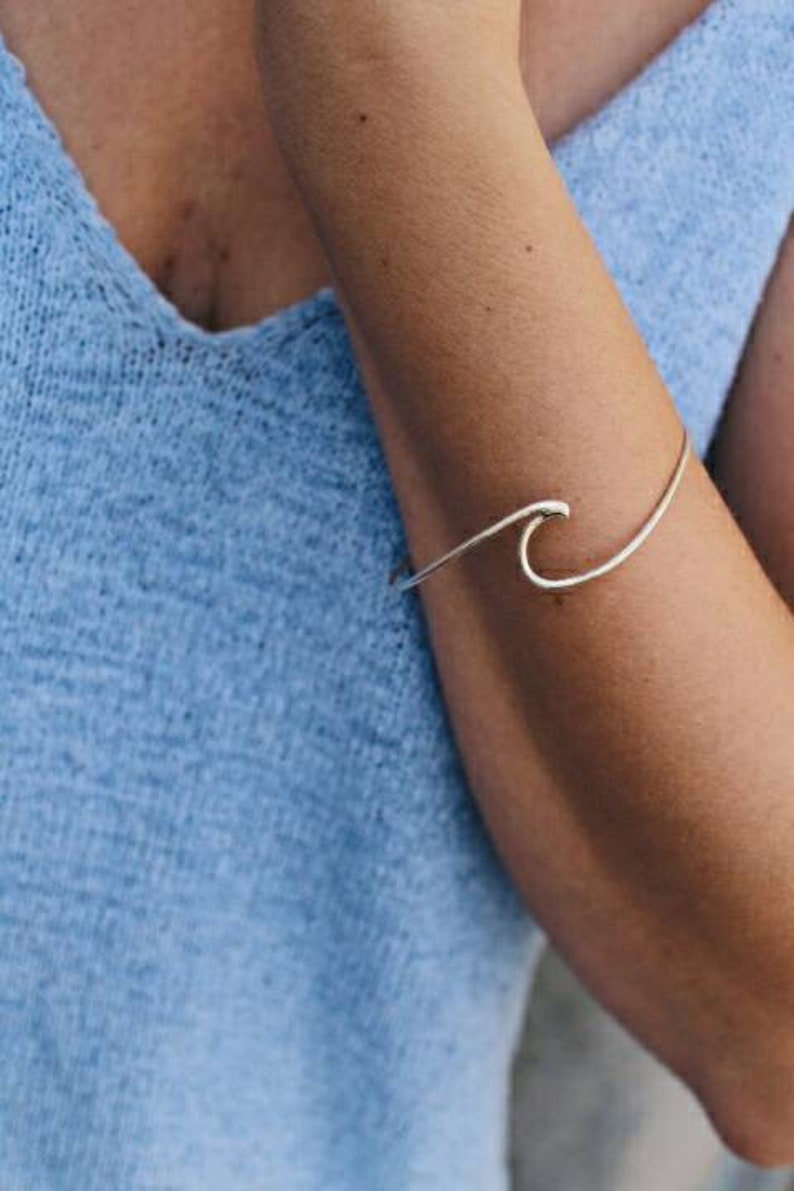 wave bracelet adjustable bracelet wave bangle surfer bracelet Handmade Sterling silver Wave bracelet