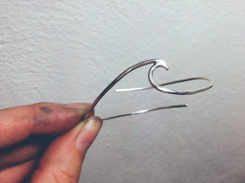 wave bracelet adjustable bracelet wave bangle surfer bracelet Handmade Sterling silver Wave bracelet