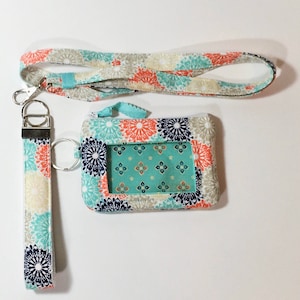 Zip ID Case - Keychain wristlet - Teachers gift ideas - Personalized Keychain and lanyard - Wristlet Key Fob - Monogramed lanyard