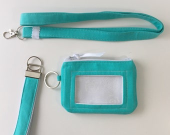 Zip ID Case - Personalized Keychain- Wristlet Key Fob - monogrammed keychain - Keychain wristlet - Mini pouch