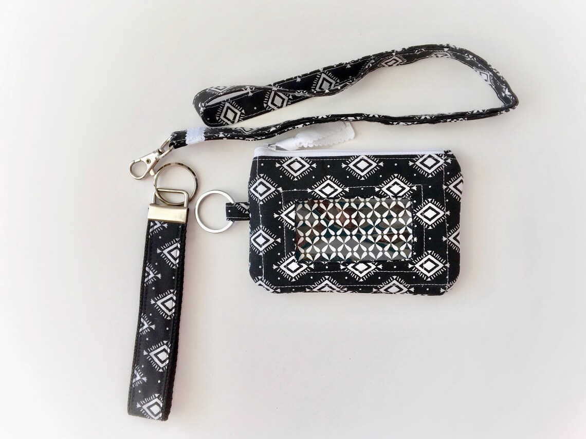 Zip ID Case and Lanyard Personalized Keychain Wristlet Key Etsy