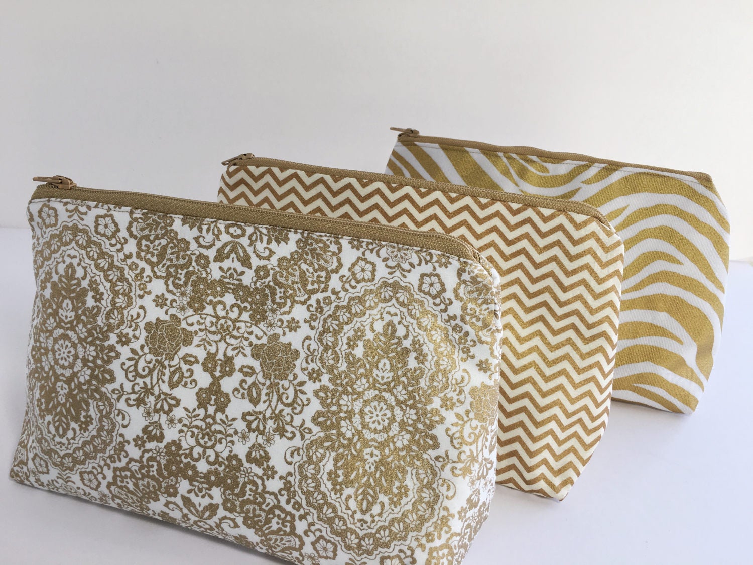 Gold Cosmetic Bag Cosmetic Bag Set Makeup Bag Toiletry Etsy