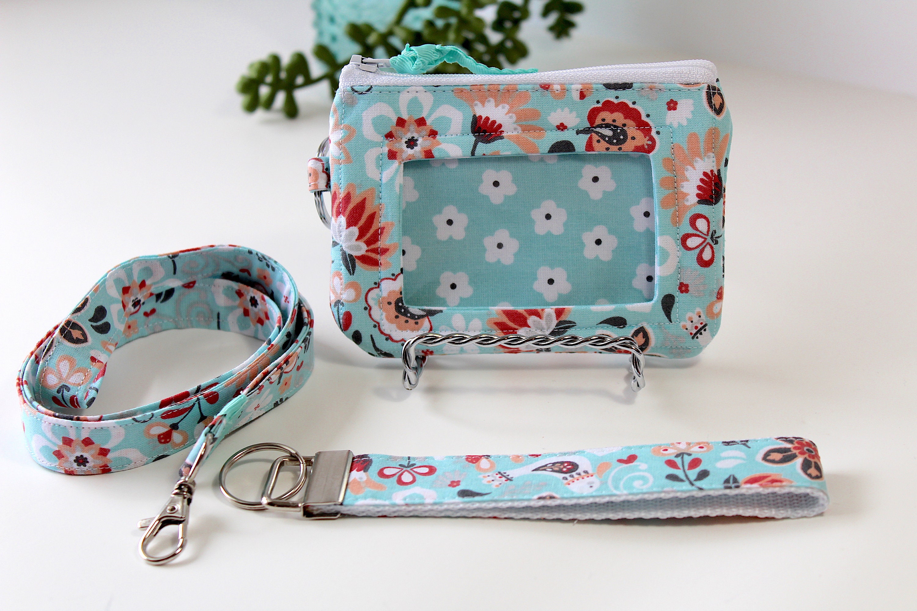 Zip ID Case Personalized Keychain Wristlet Key Fob Monogrammed Keychain