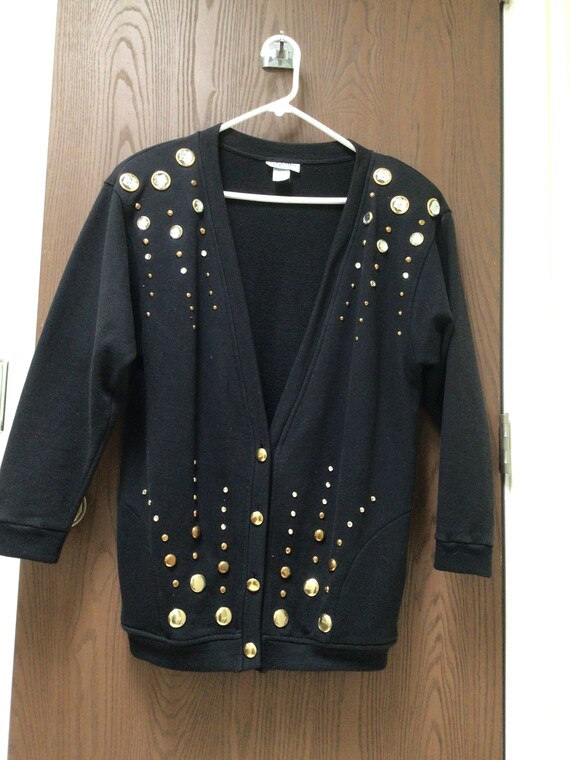 Gepetto black cardigan 100% cotton bling crystal d