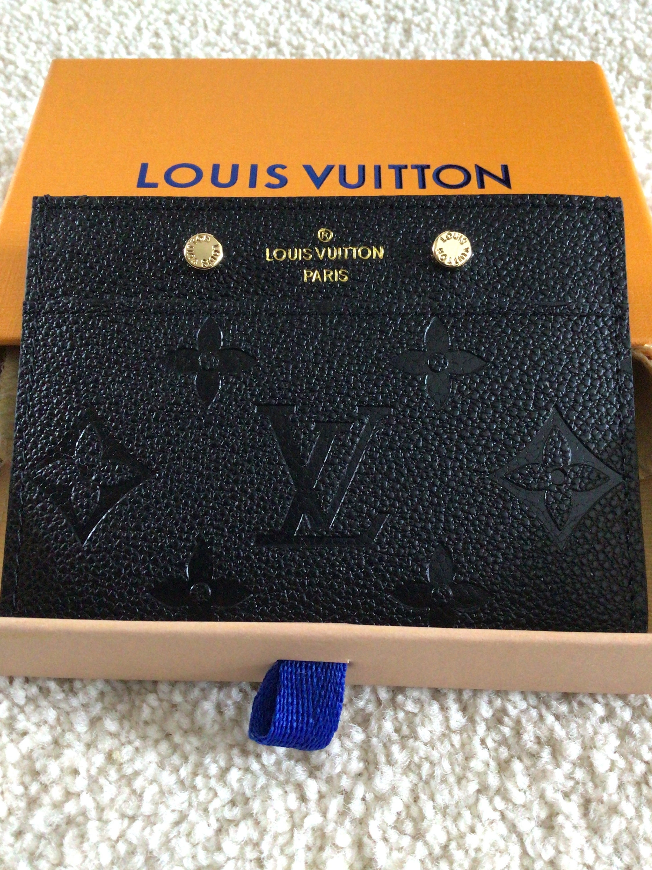 Louis Vuitton black Empreinte calf leather card holder with Etsy