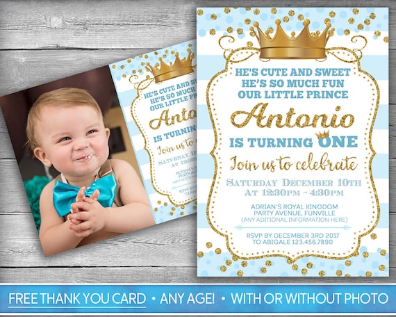 Prince Invitation Little Prince First Birthday Boy First Etsy