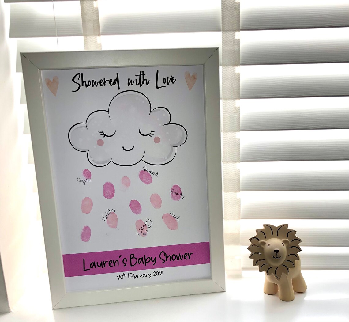 Baby Shower Personalised Finger Print Keepsake Fun Etsy