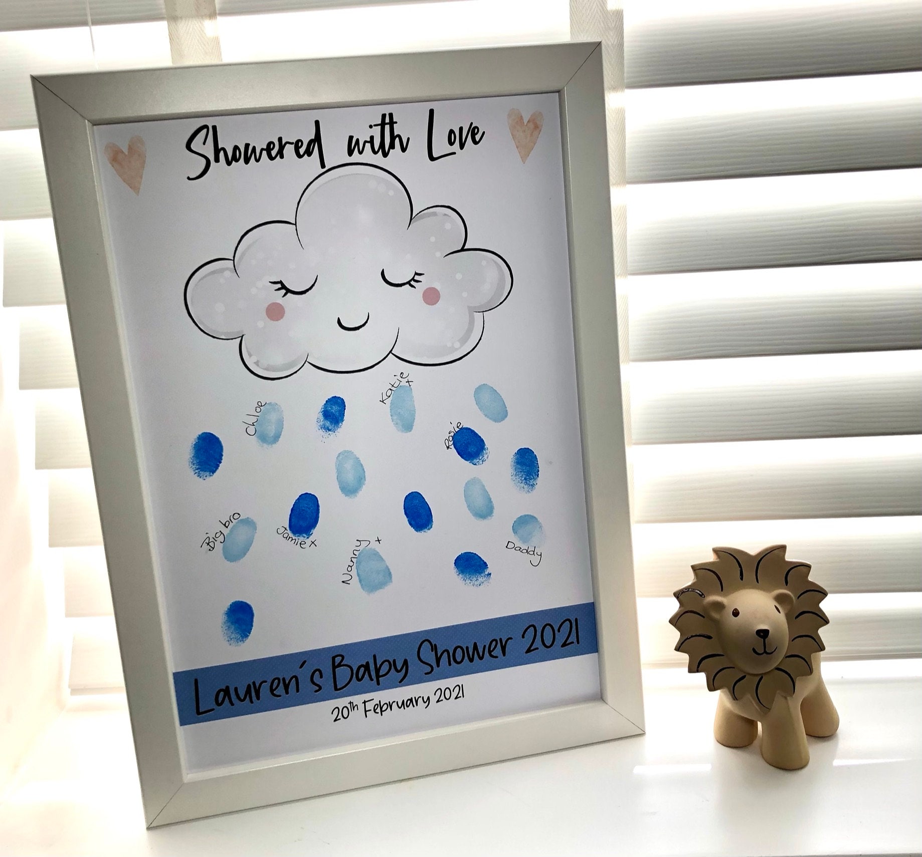 Baby Shower Personalised Finger Print Keepsake Fun Etsy UK
