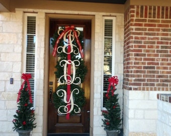 Monogram Door Hanger Initials - Monogram Door Wreath - Door Sign - Wooden Initials - Wooden Letters - Wreath Letter - Wall hanging - Custom