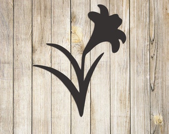 Easter Lily Wood Flower Shape Cutout with stem for DIY Craft Projects and Wall Decor, Small and Large Wood Shapes