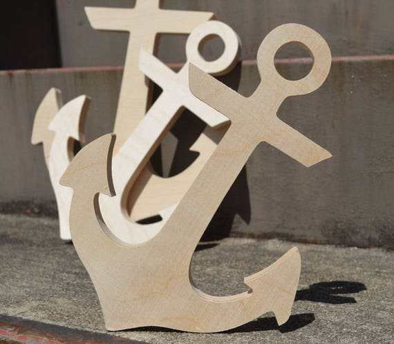 Large Wooden Anchor Unfinished Children S Room Wall Art Etsy
