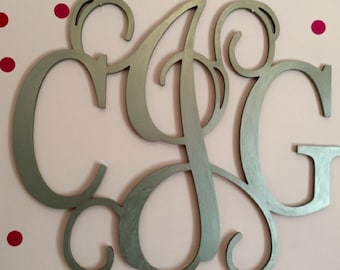 Wooden Monogram, Nursery Decor, Wedding Monogram Guest Book, Large Wood Monogram 30 x 35 Wall Decor Wall Hanging