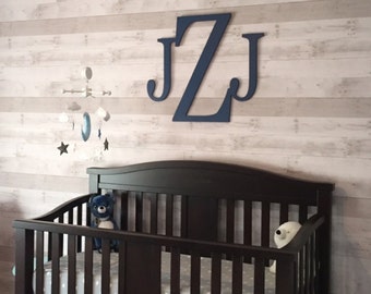 Unpainted Wood Monogram Letters for Nursery Wall Hanging, Wooden Monogram Wall Decor, Boy's Nursery