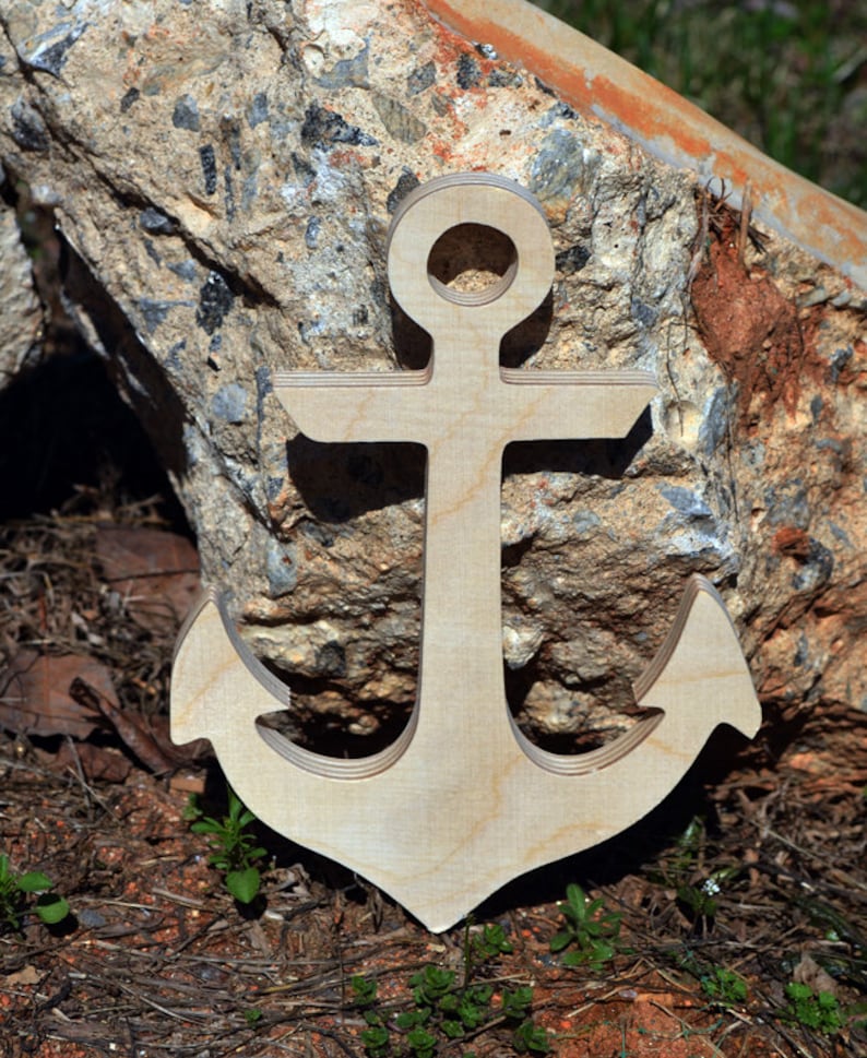 Wood Anchor DIY unfinished sanded and ready for paint Wood Sign Beach Anchor 4 to 10 inch Size image 4