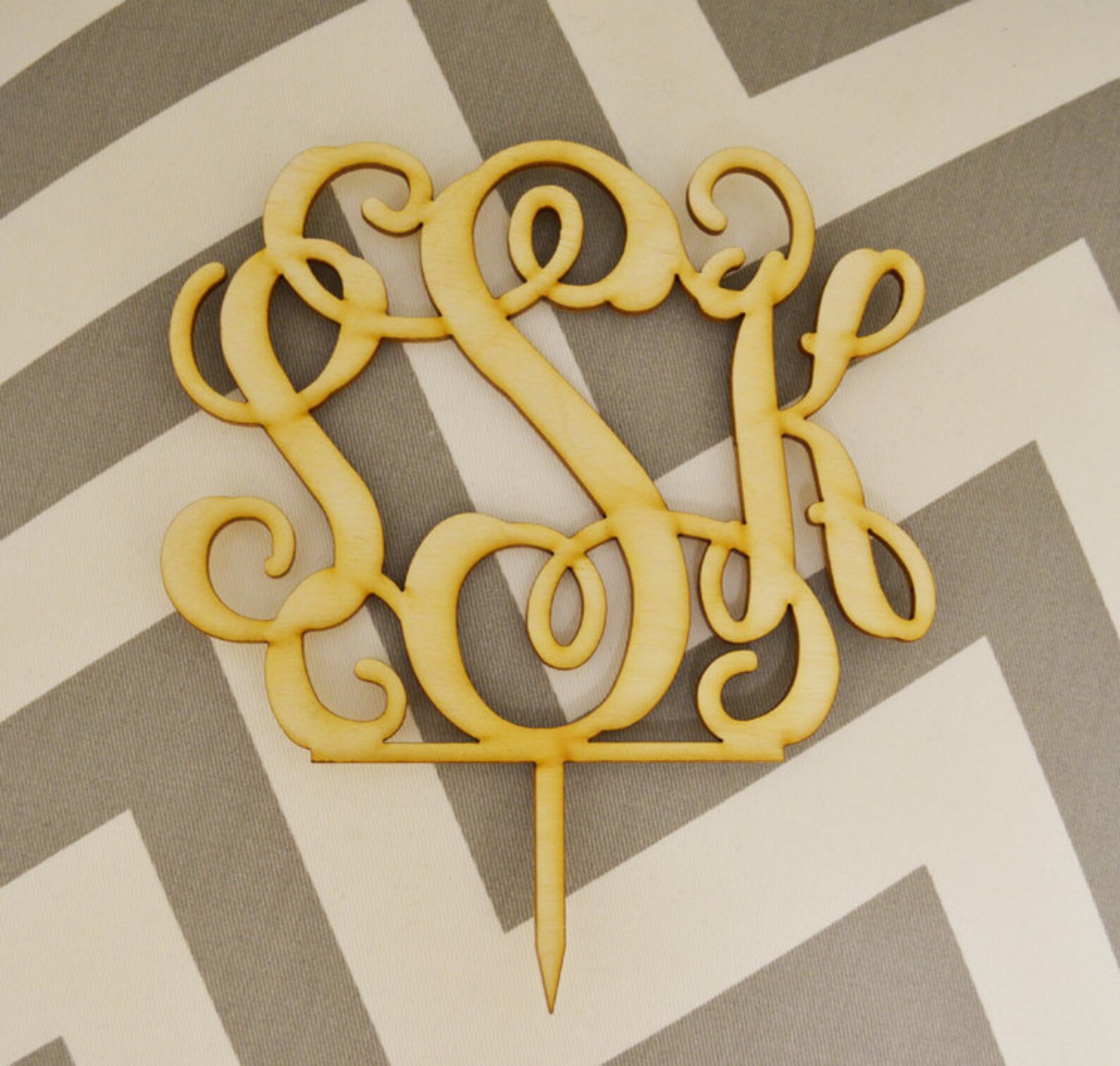 Wooden Monogram Cake Topper Unfinished Monogram Cake Topper Etsy