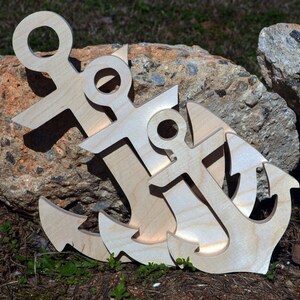 Wood Anchor DIY unfinished sanded and ready for paint Wood Sign Beach Anchor 4 to 10 inch Size image 2