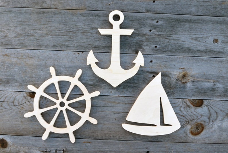 NAUTICAL Wood Cut-outs Wood Cutouts Wood Cut-outs 3 Pieces - Etsy