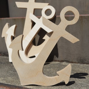 Wood Anchor DIY unfinished sanded and ready for paint Wood Sign Beach Anchor 4 to 10 inch Size image 3