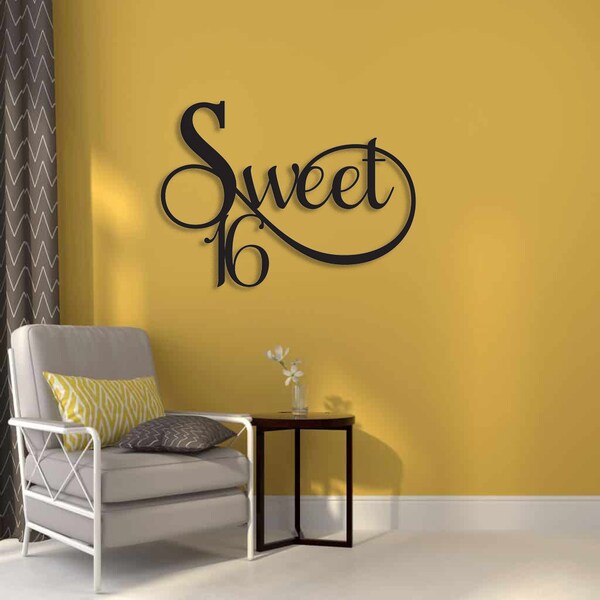 Sweet 16 wood birthday sign - Sweet 16 name cutout - Wood Sweet 16 Birthday Party Decor - Sweet 16 Wall Hanging Wood Sign