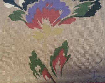 50% TANIEJ! Tkanina, Jasny Taupe i Kwiat, Nieznana Mieszanka, 2 1/2 Jarda (+/-), Szerokość 44 cali