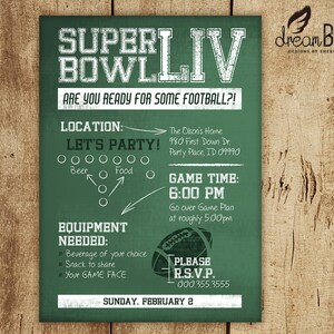 Super Bowl Party Invitation Custom Digital Design to Print at Home or ...