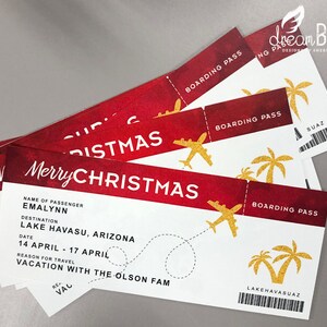 Christmas Plane Ticket Printable Boarding Pass Surprise Trip or Flight Gift INSTANT DOWNLOAD EDITABLE Text image 4