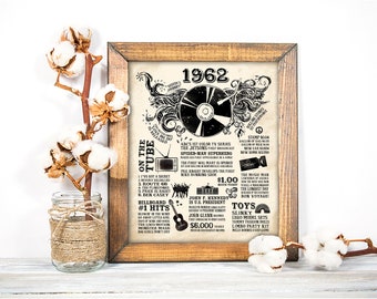 1962 Fun Facts Birthday Sign Decor