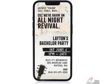Bachelor Party Phone Invite - Country Rock Theme - Personalized Digital File