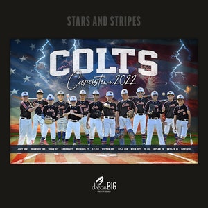 American Flag Baseball Banner Photoshop Template - Stars and Stripes 8&#39;x4&#39; Digital PSD File