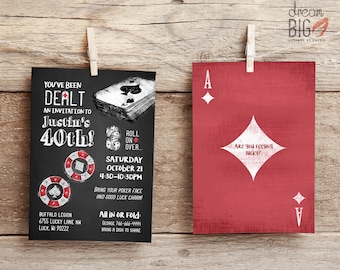 Casino Birthday Invitation, Gambling Poker Tournament,  Template, Instant Download - SU5820