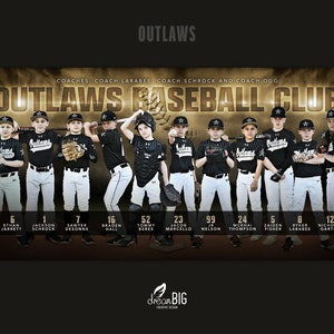 Outlaws Baseball Banner Photoshop Template - 8&#39;x4&#39; and 6&#39;x4&#39; PSD File