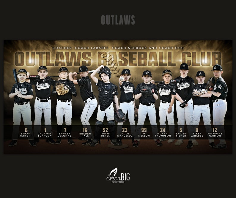Baseball Banner, Team Poster, Custom Design, Choose Colors and Size, Designed with Your Photos image 6